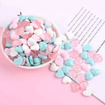 10pcs Mini Heart-Shaped Flat Back Figurine Cabochon Ornament Scrapbooking DIY Hairwear Jewelry Craft Decoration Accessories