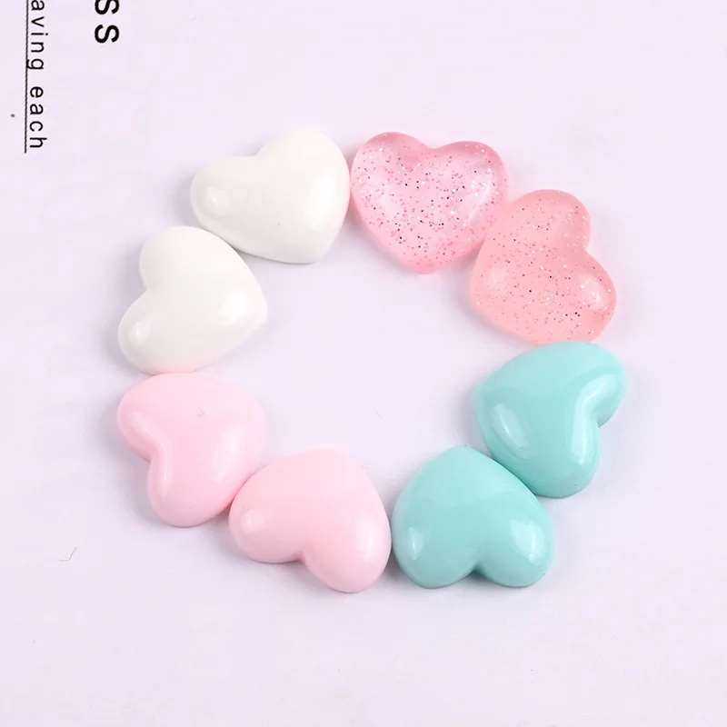 10pcs Mini Heart-Shaped Flat Back Figurine Cabochon Ornament Scrapbooking DIY Hairwear Jewelry Craft Decoration Accessories