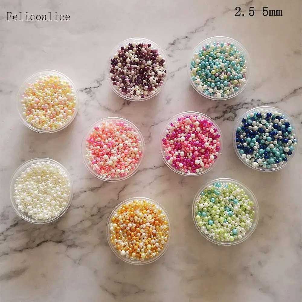 800pcs DIY Simulated Mini Pearl Beads Crafting Accessory Wedding Decoration Acrylic Confetti Event & Party Supplies Slime Filler