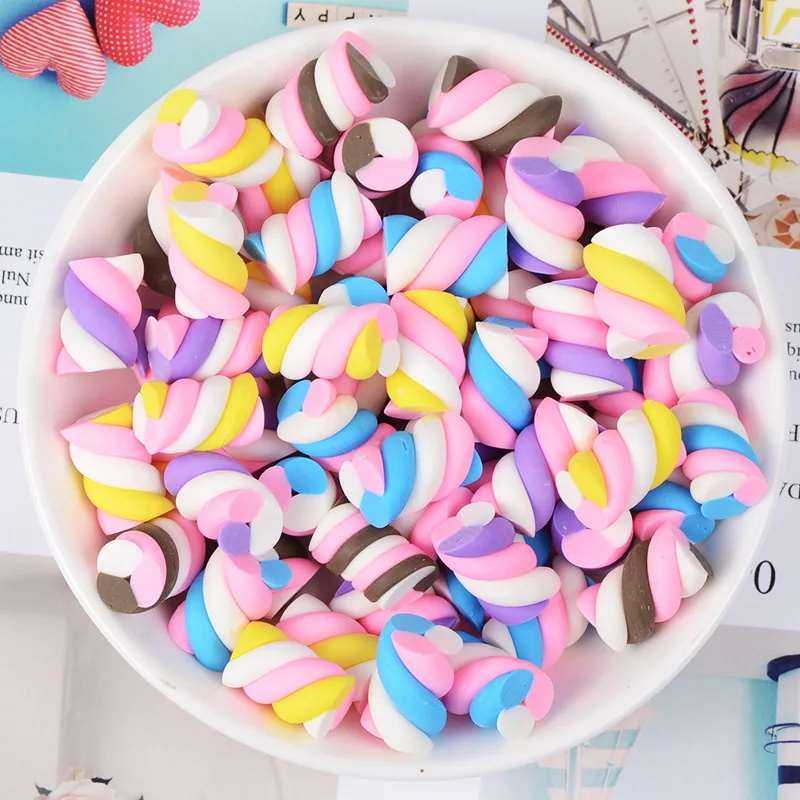 10pcs Fake Candy Colorful Marshmallow Flat Back Resin Charms Cabochons Scrapbooking Embellishments DIY Material Decoration