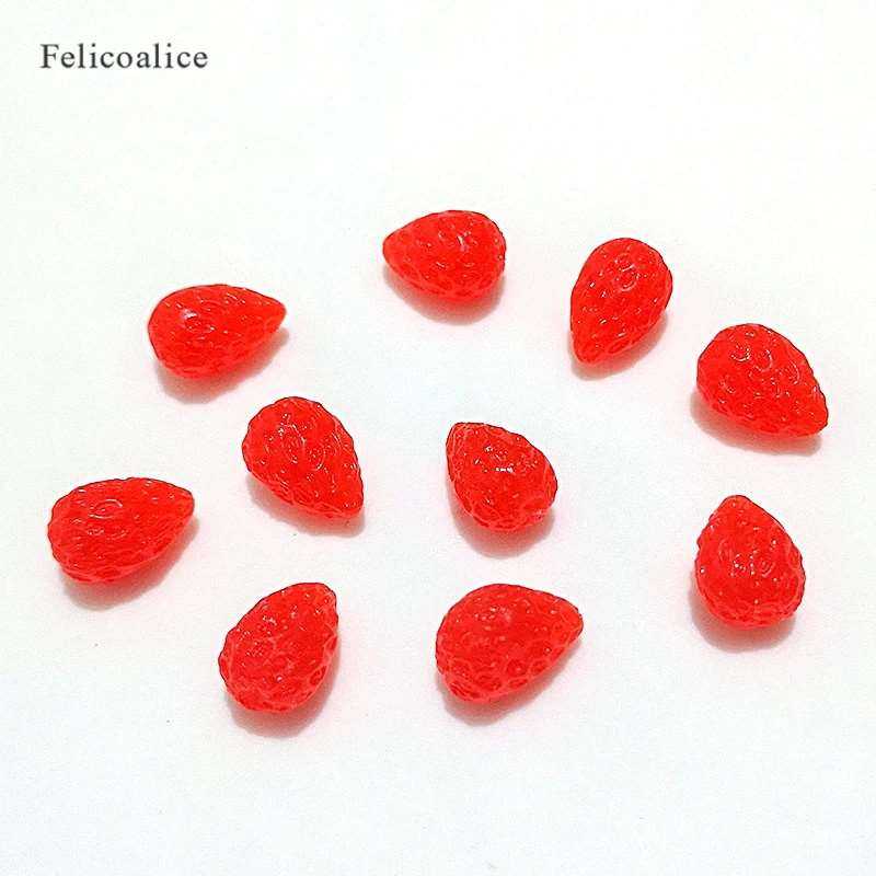 100pcs Slime Soft Simulation Fruit Fake Cherry/Blueberry/Strawberry Miniature Cabochon DIY Decorative Craft Scrapbooking 10mm