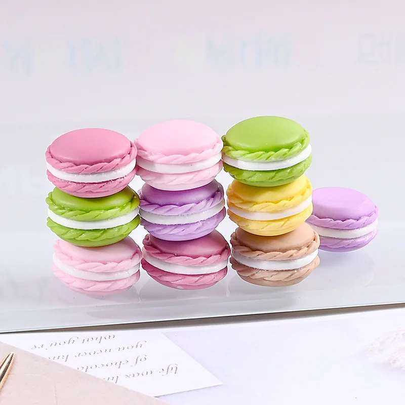 10pcs Simulation Miniature 3D Macaron Cabochons Flatbacks Figurines Dollhouse Kitchen Play Toys DIY Japanese Jewelry Accessories