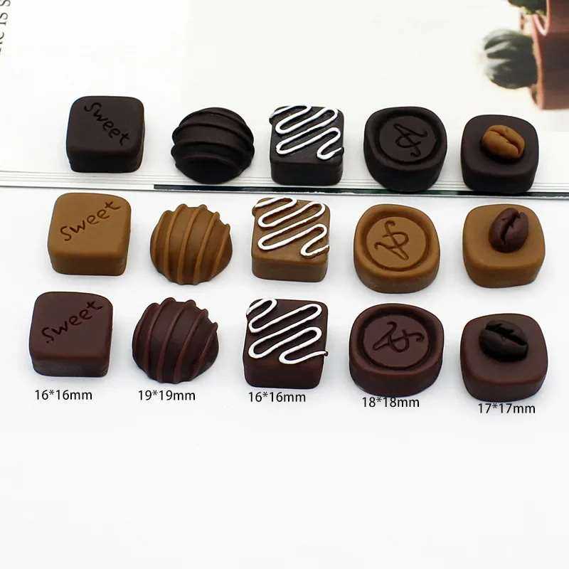 10pcs Simulated Resin Chocolate Cabochons Flatbacks Dollhouse Food Ornament Scrapbooking Embellishments Charms for Jewelry