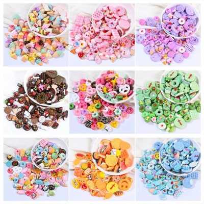 10pcs Biscuit Donuts Candy Cake Flat Back Resin Charms Cabochons Mini Figurine Dollhouse Miniature Crafts Hair Accessories Girl