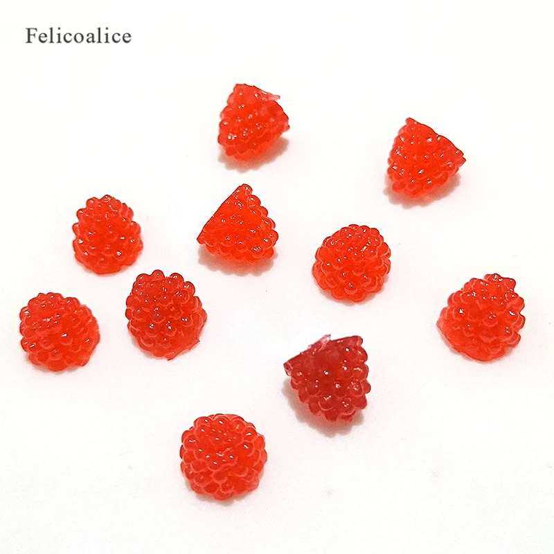 100pcs Slime Soft Simulation Fruit Fake Cherry/Blueberry/Strawberry Miniature Cabochon DIY Decorative Craft Scrapbooking 10mm