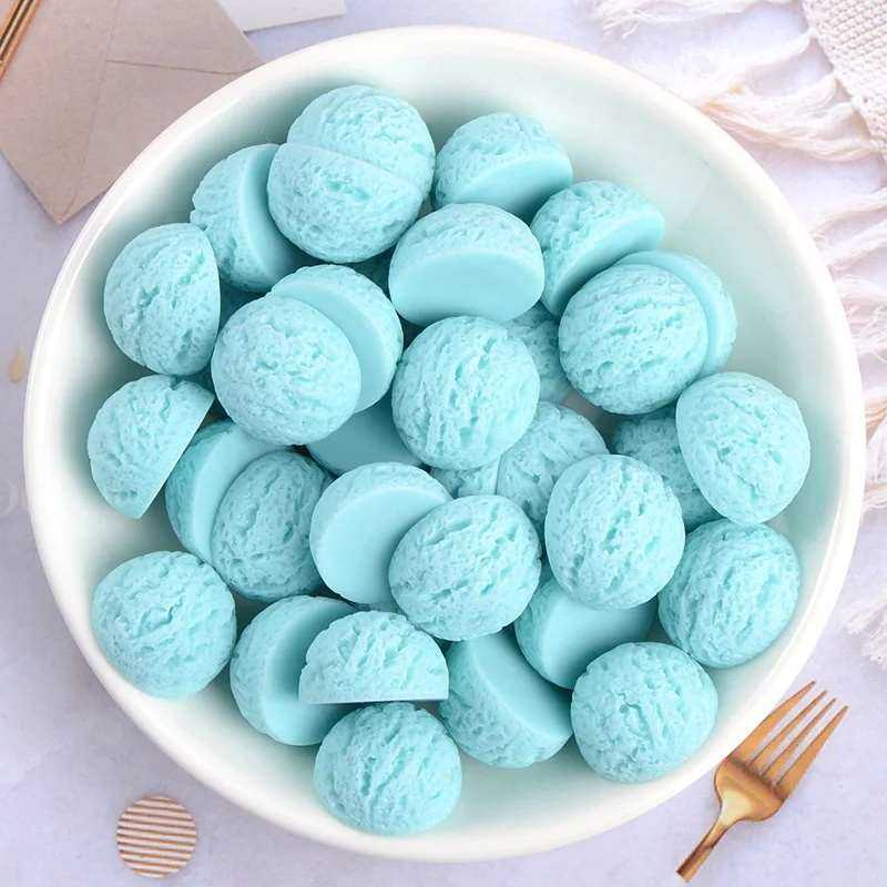 10pcs Resin Piece Ice Cream Ball Flatback Cabochons Fake Food Phone Decoration DIY Jewelry Craft Decoration Accessories