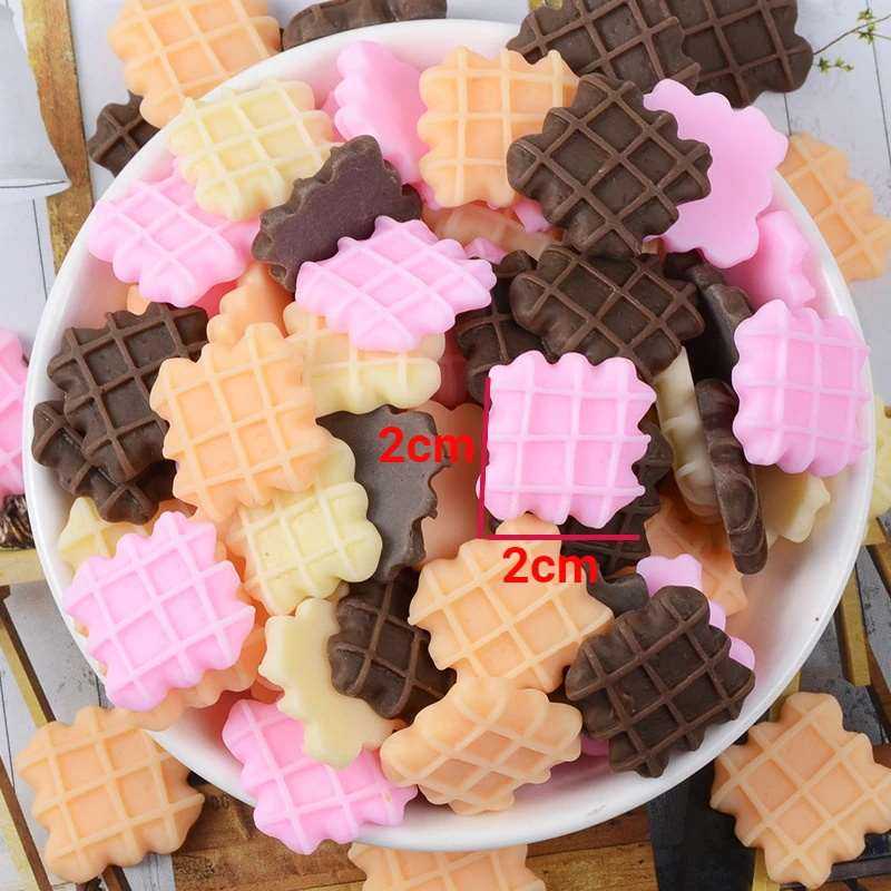 10pcs Sweet Cookies Biscuit Food Miniatures Planar Flatback Cabochon For Hairpin Accessories DIY Embellishments Accessories
