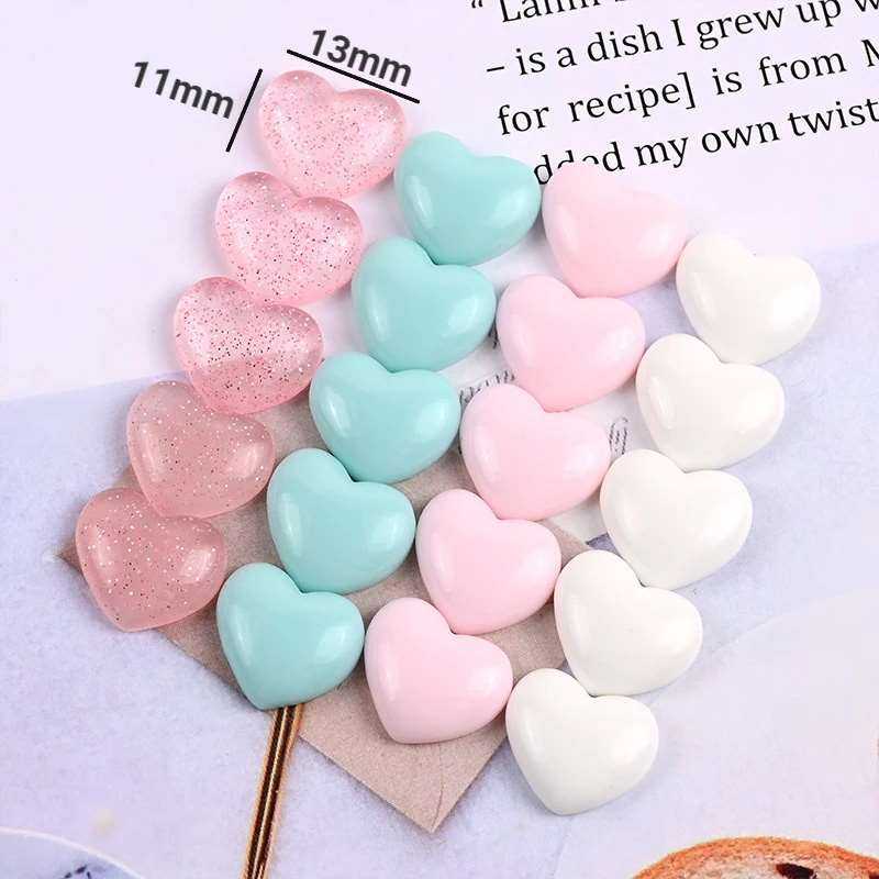 10pcs Mini Heart-Shaped Flat Back Figurine Cabochon Ornament Scrapbooking DIY Hairwear Jewelry Craft Decoration Accessories
