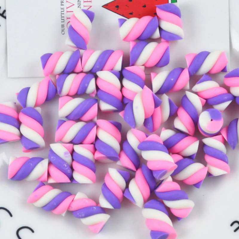 10pcs Fake Candy Colorful Marshmallow Flat Back Resin Charms Cabochons Scrapbooking Embellishments DIY Material Decoration