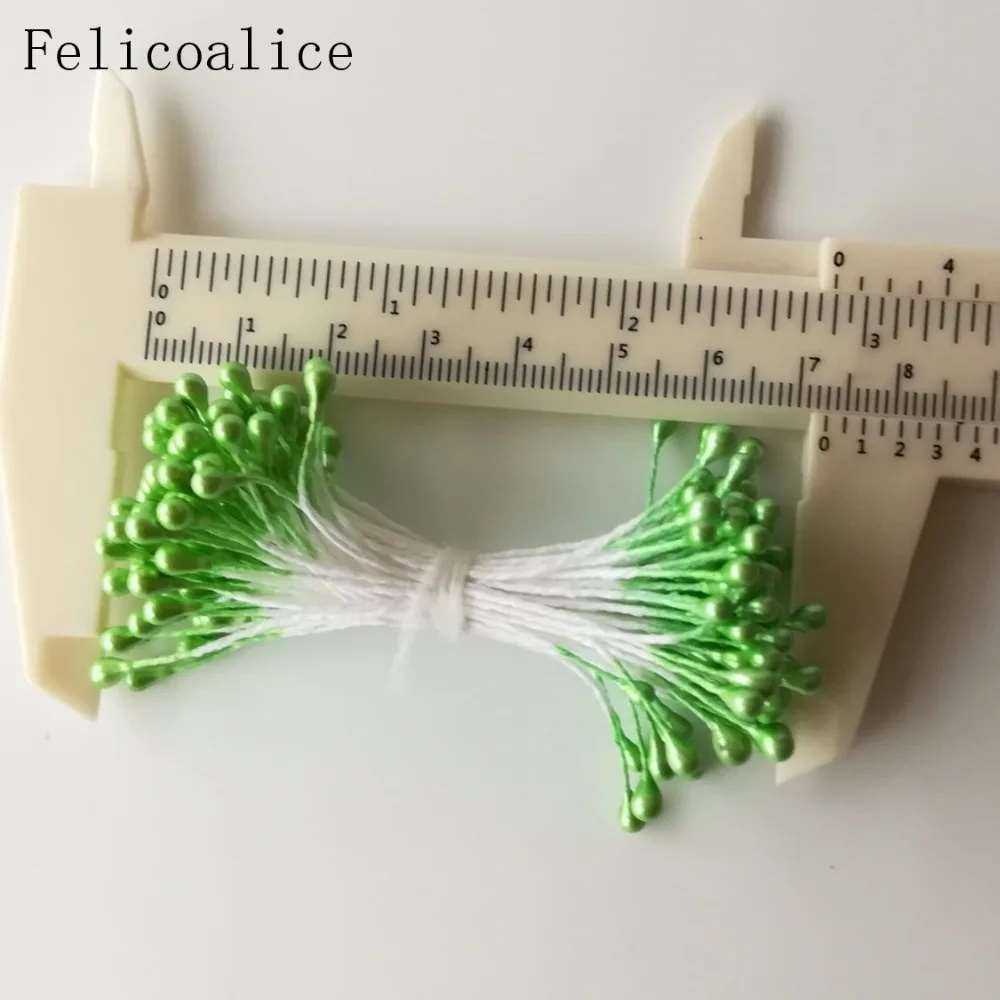 500pcs 3mm Length 65mm Multi Colors Options Pistil Stamen Artificial Flower Stamens Cake Decoration Double Head Pearl Stamens