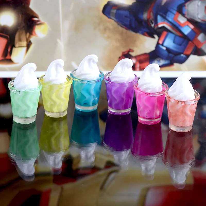 10pcs 3D Ice Cream Cup Planar Resin Flatback Cabochons New Scrapbooking 2024 Miniature Food Art Supply Decoration Parts
