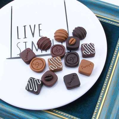 10pcs Simulated Resin Chocolate Cabochons Flatbacks Dollhouse Food Ornament Scrapbooking Embellishments Charms for Jewelry